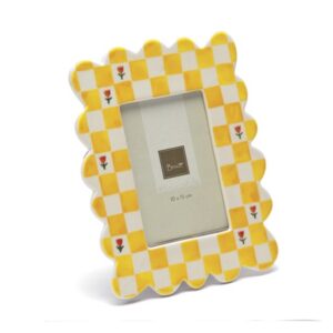 PORTAFOTO CERAMICA FLOWER&STRIPE 20X24CM GIALLO