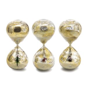 CLESSIDRA IN VETRO C/DECORAZIONE E GLITTE 14X30 ASS