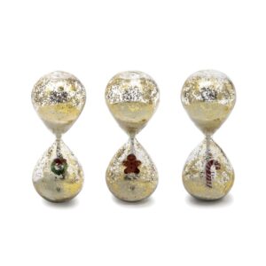 CLESSIDRA IN VETRO C/DECORAZIONE E GLITTE CM8X20