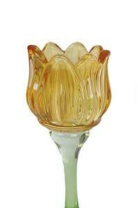 PORTACANDELA GLASS TULIP GIALLA SMALL CM 7X7X16