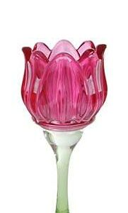 PORTACANDELA GLASS TULIP VIOLA SMALL CM 7X7X16