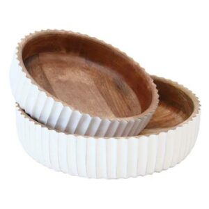 CONTENITORE TONDO WHITE AND BROWN CM 25,5X25,5X6,5 MISURA S